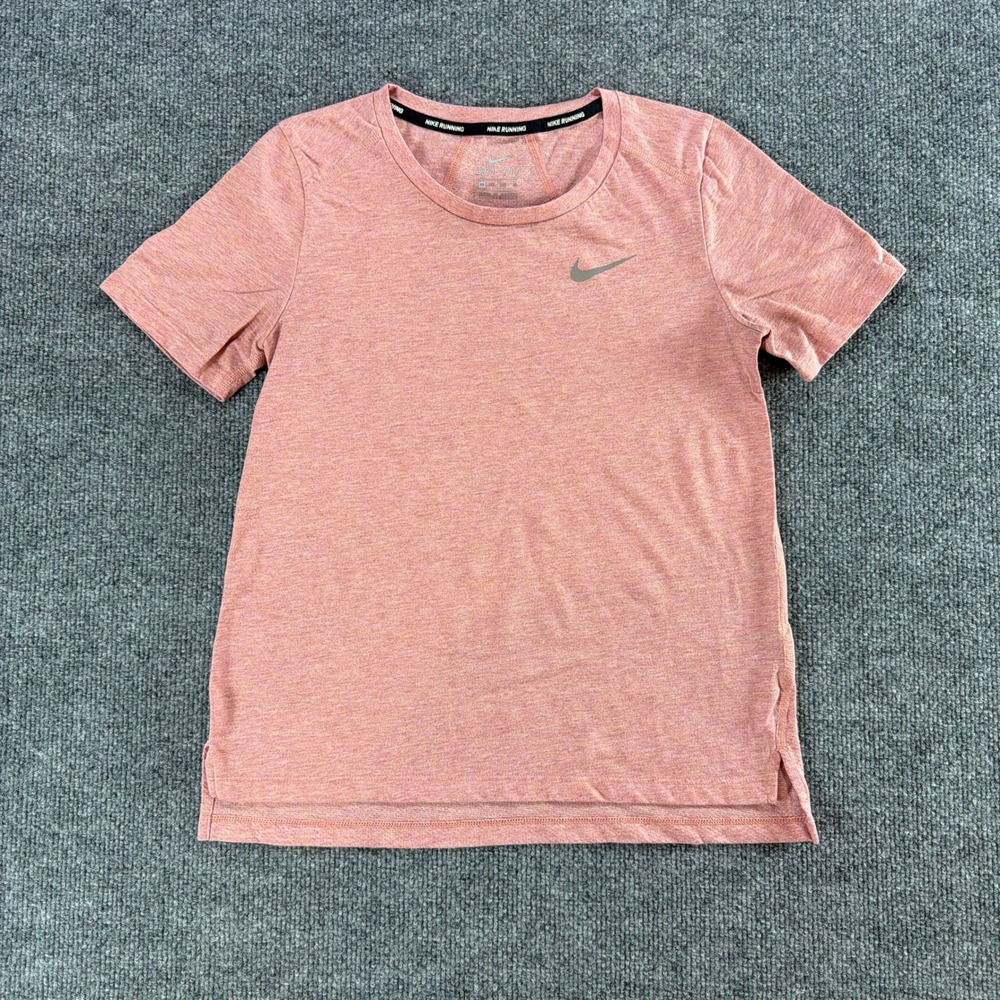 Nike Running Dri-FIT Shirt Womens XS Pink Heathered Running Training Workout Top
